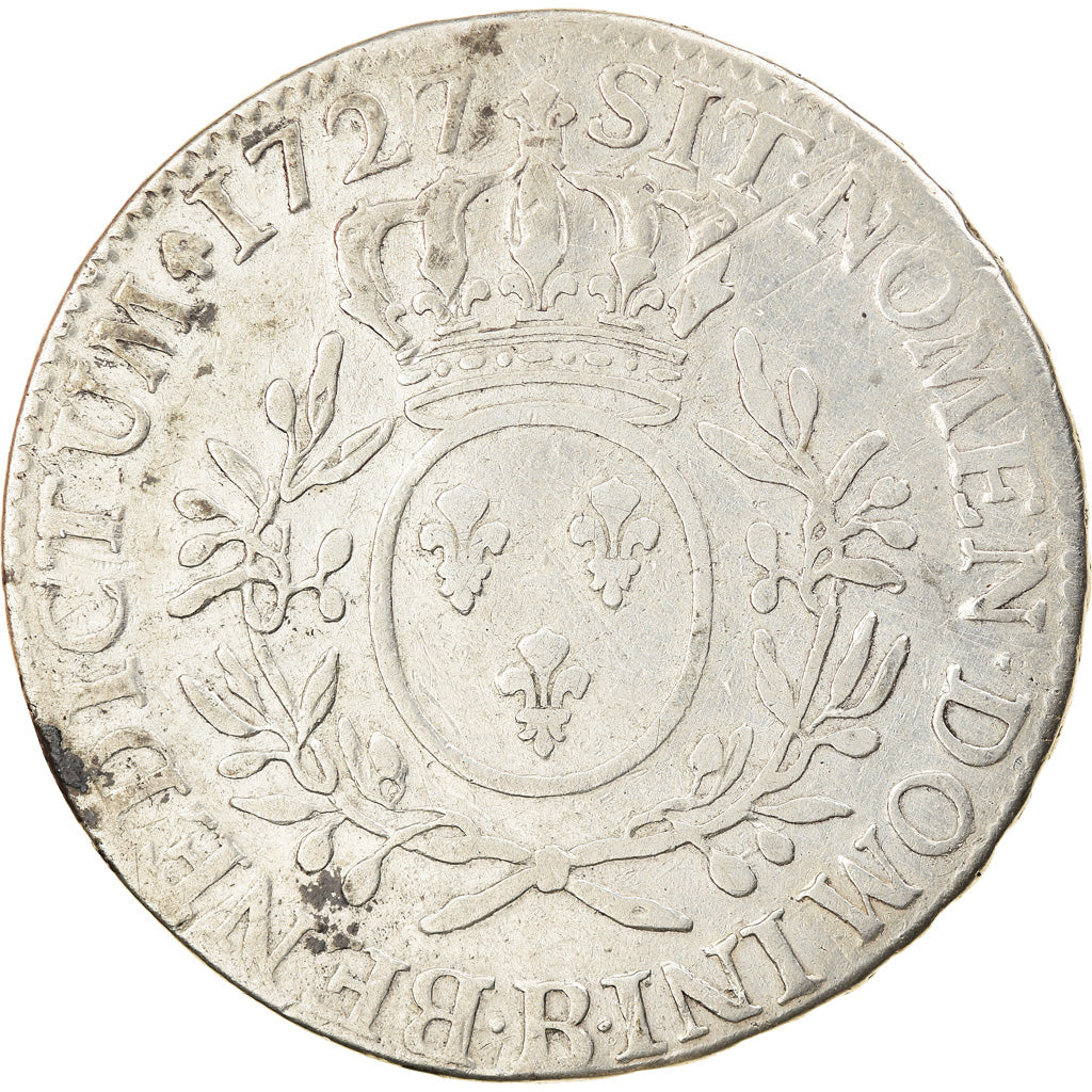 Moneta, Francia, Louis XV, Écu aux branches d'olivier, Ecu, 1727, Rouen, MB+