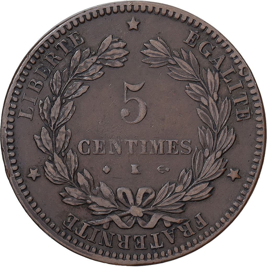 Coin, France, Cérès, 5 Centimes, 1871, Bordeaux, EF(40-45), Bronze, KM:821.2