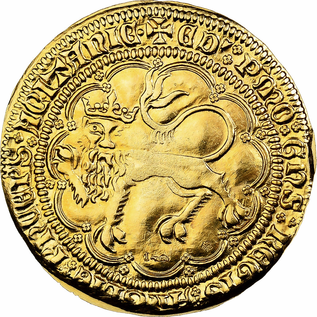 France, Golden Leopard, Edward III, 20th Century, Gold, Restrike, MS(64)