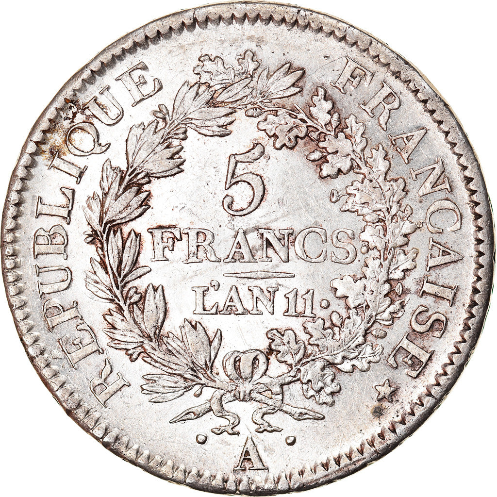 Francia, 5 Francs, Union et Force, AN 11, Paris, Plata, MBC+, Gadoury:563a