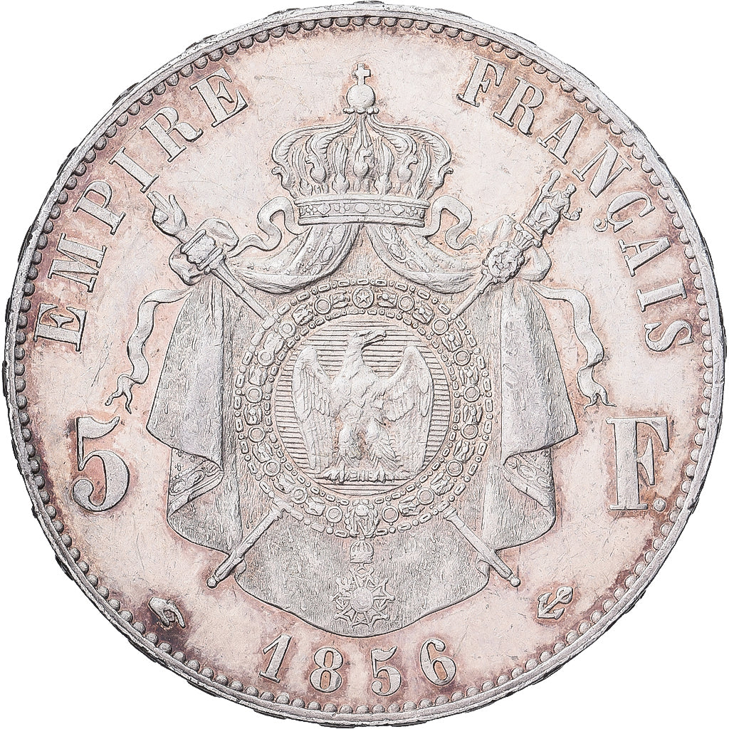 Moneda, Francia, Napoleon III, Napoléon III, 5 Francs, 1856, Paris, EBC, Plata