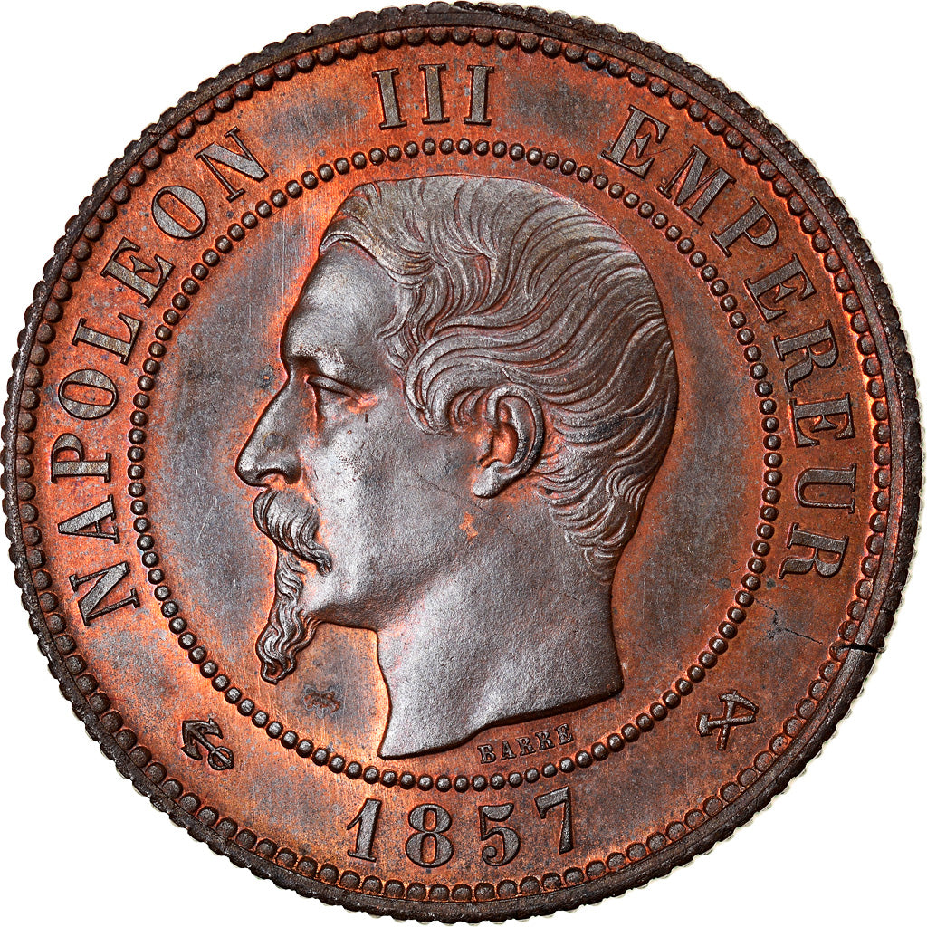 France, Napoleon III, 10 Centimes, 1857, Rouen, Piéfort, Bronze, PCGS, SP65BN