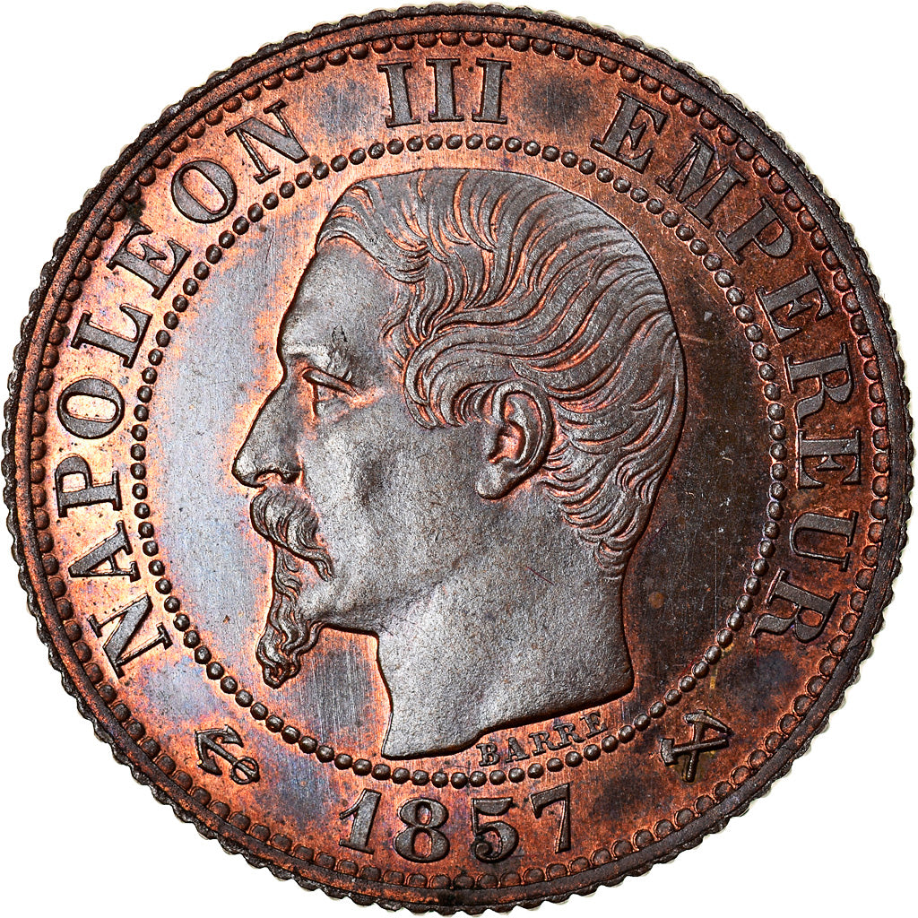 France, Napoleon III, 5 Centimes, 1857, Rouen, Piéfort, Bronze, PCGS, SP65RB