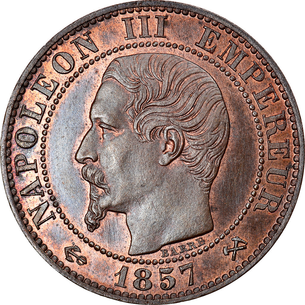 Francia, Napoleon III, 5 Centimes, 1857, Rouen, Piéfort, Bronce, PCGS, SP64RB