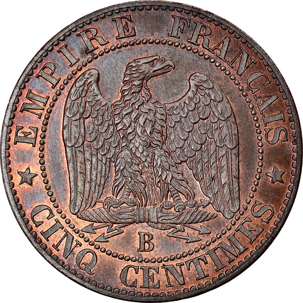 Francia, Napoleon III, 5 Centimes, 1857, Rouen, Piéfort, Bronce, PCGS, SP64RB