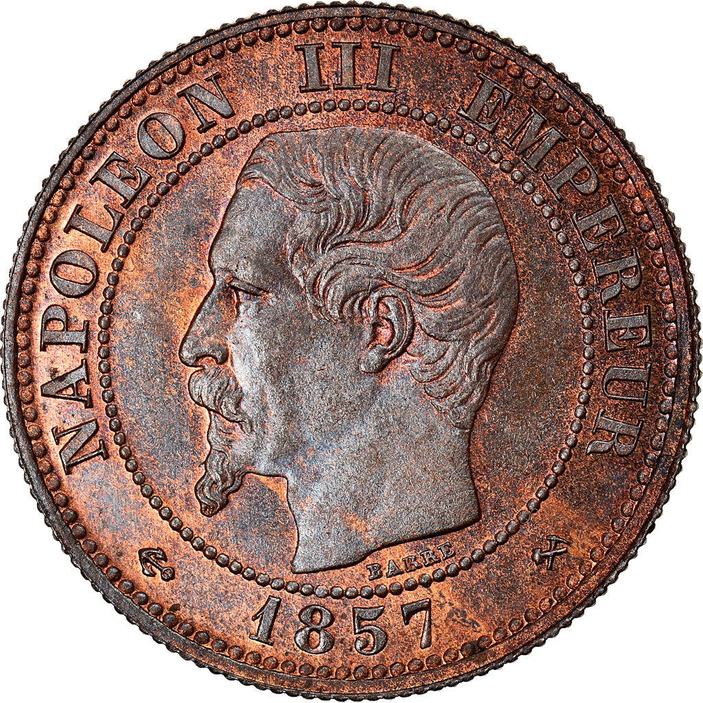 France, Napoleon III, 2 Centimes, 1857, Rouen, Piéfort, Bronze, PCGS, SP65BN