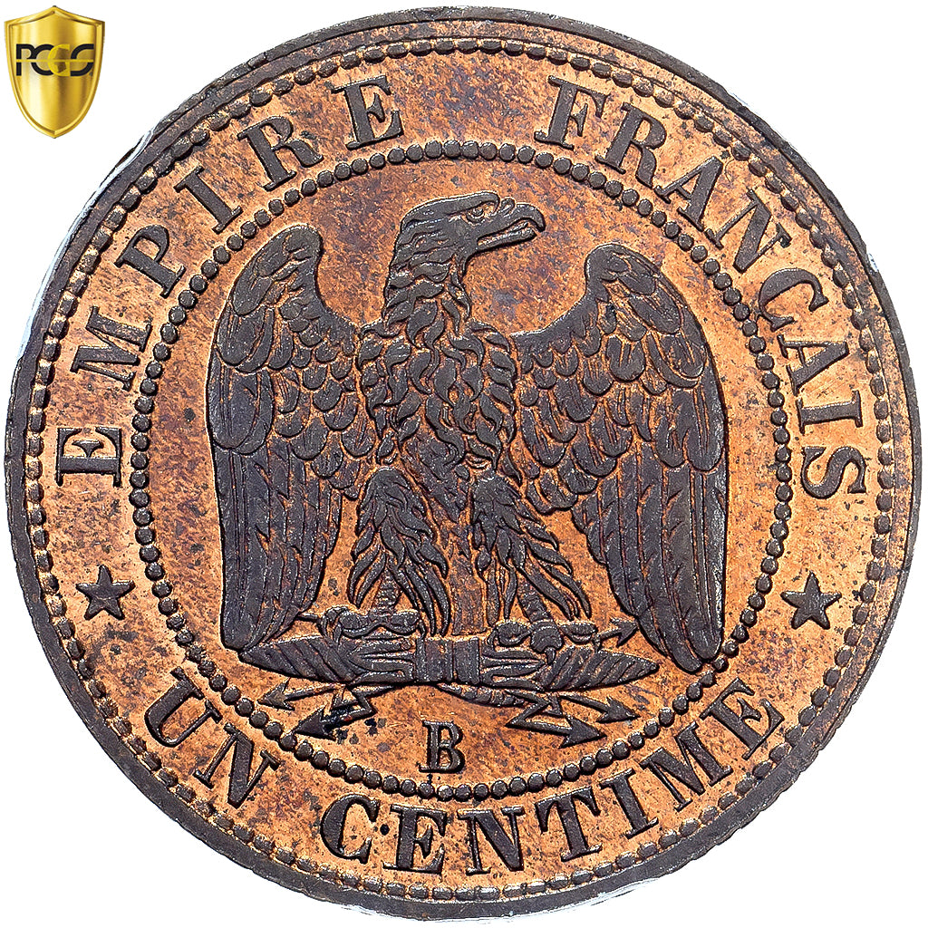 France, Napoleon III, 1 Centime, 1857, Rouen, Piéfort, Bronze, PCGS, SP64RB