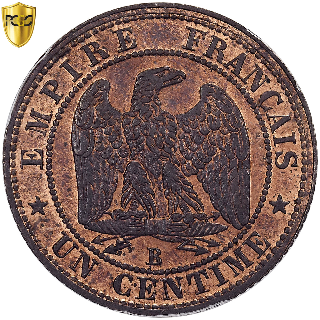 Francia, Napoleon III, 1 Centime, 1857, Rouen, Piéfort, Bronce, PCGS, SP64RB