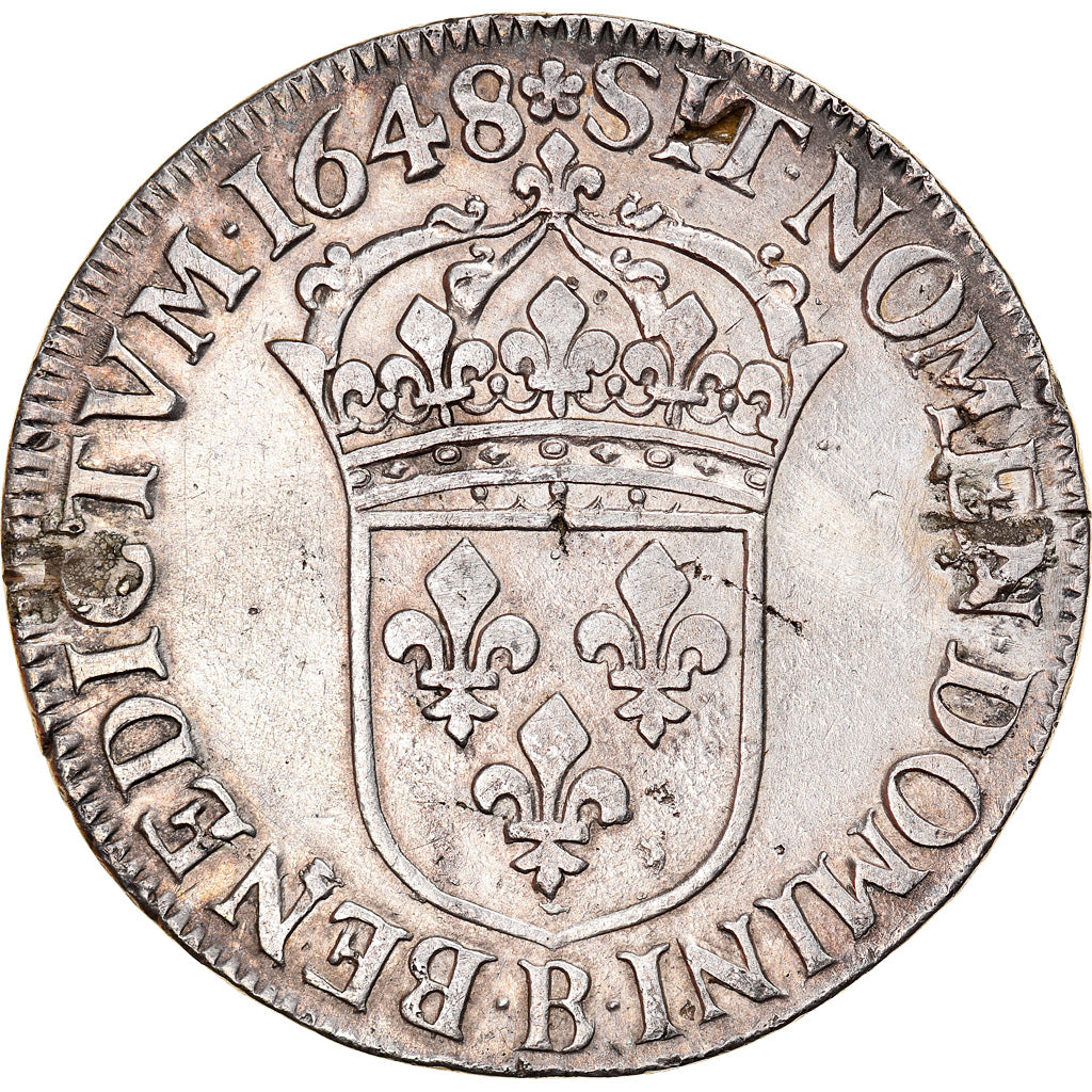 Moneta, Francja, Louis XIV, Écu à la mèche longue, Ecu, 1648, Rouen