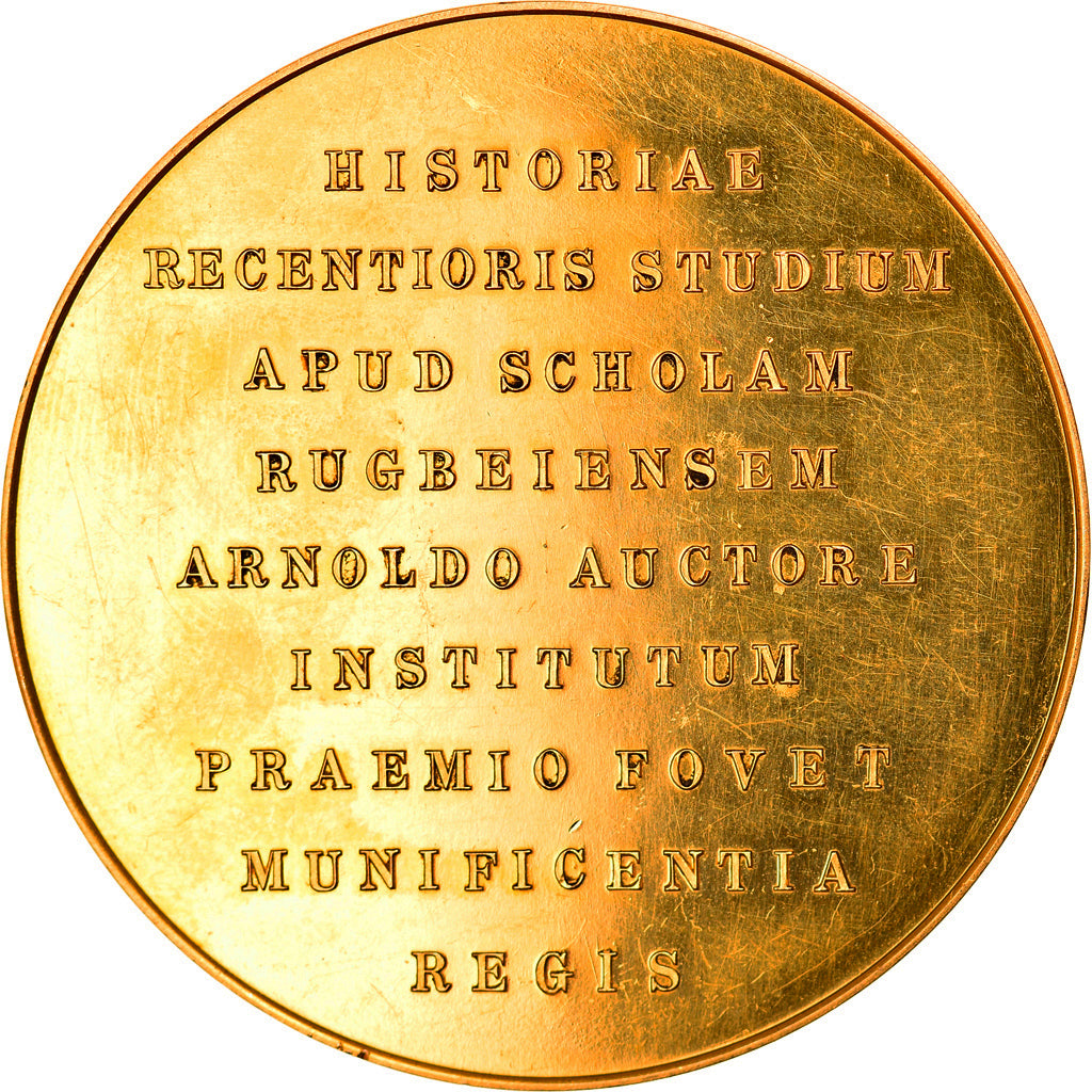 Grã-Bretanha, medalha, Georges V, Rugby School Prize Medal, 1911, Dourado, F.