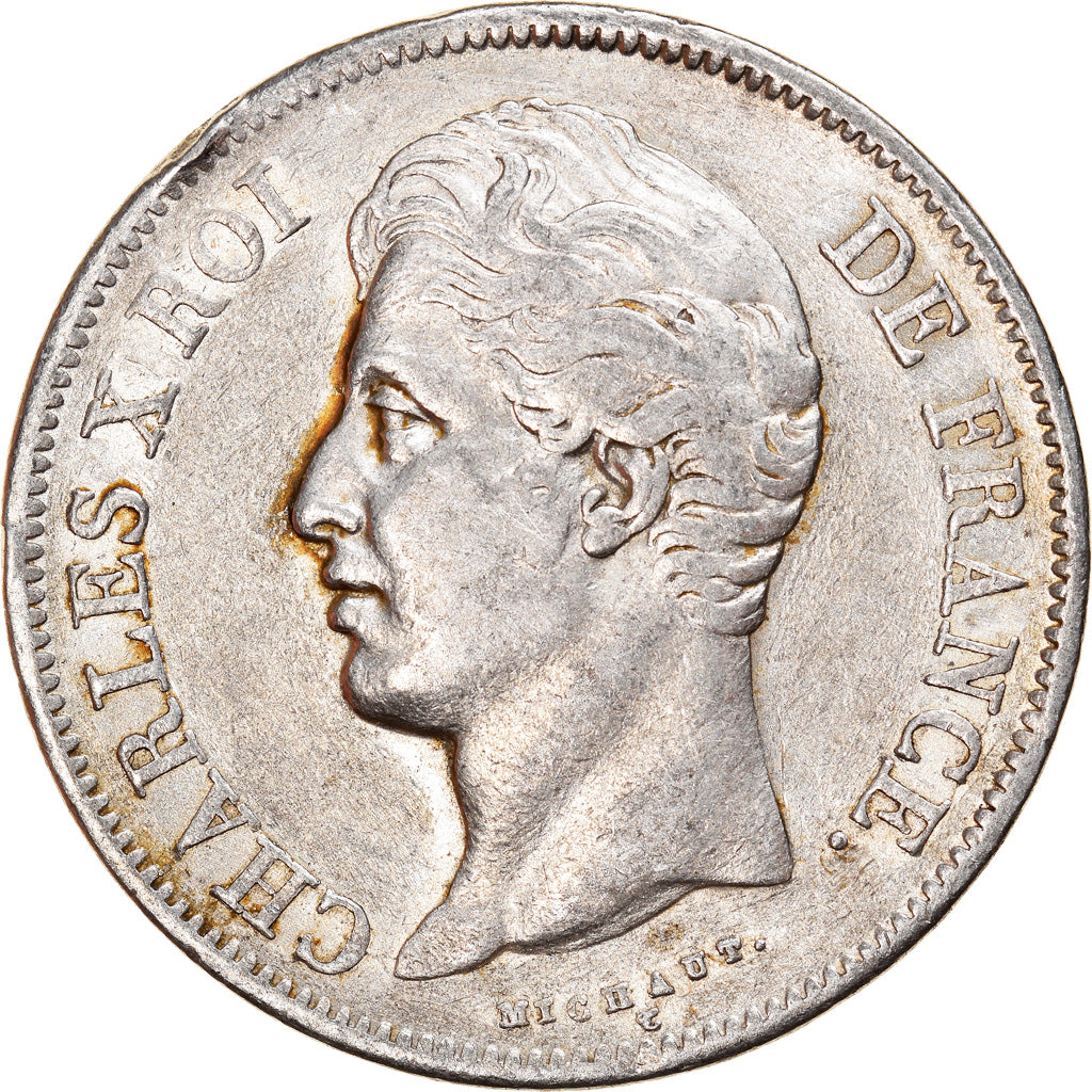 Coin, France, Charles X, 5 Francs, 1829, Strasbourg, EF(40-45), Silver