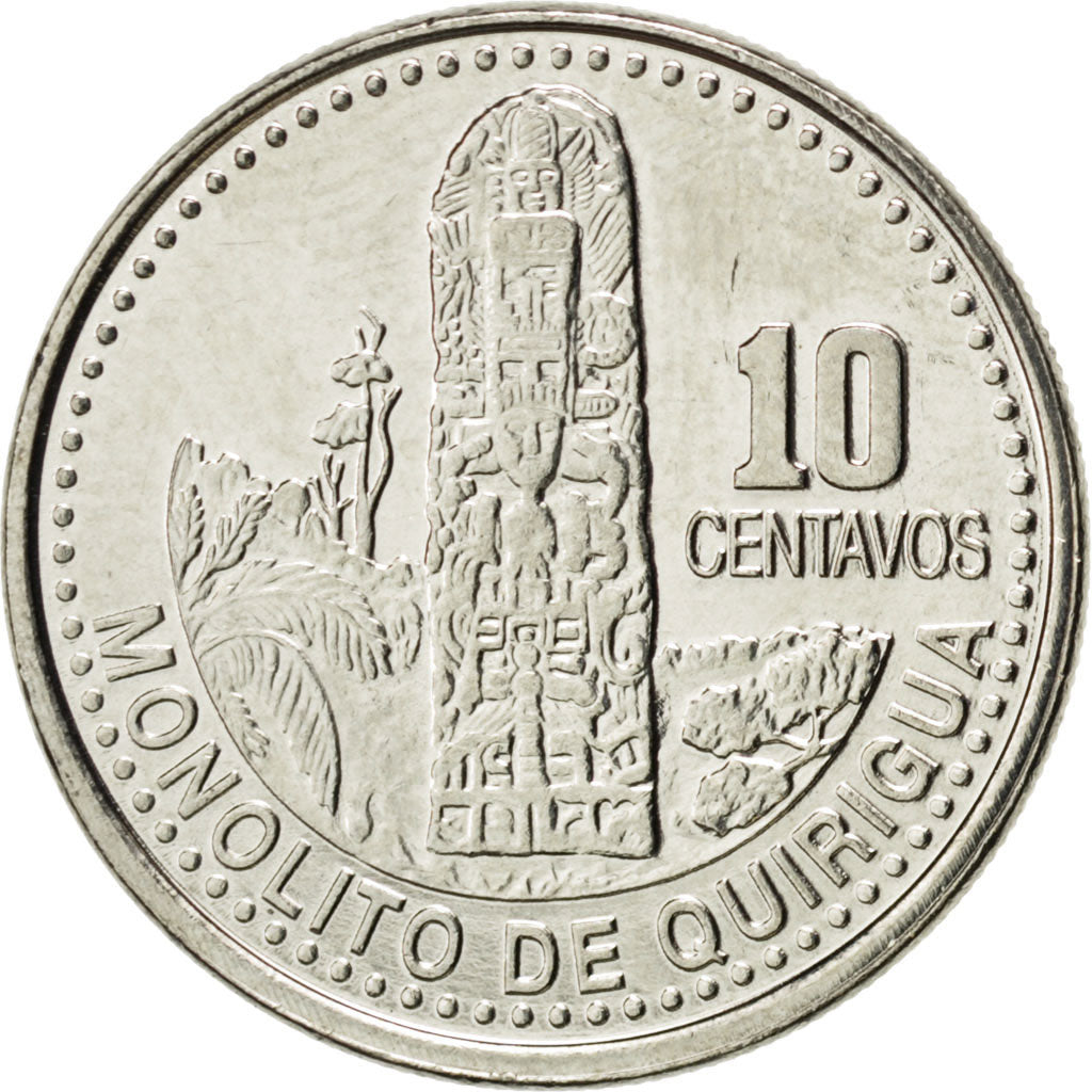 Coin, Guatemala, 10 Centavos, 2008, MS(63), Copper-nickel, KM:277.6