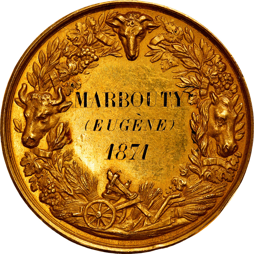 France, Medal, Société d'Agriculture de la Haute Vienne, 1871, Gold, AU(55-58)