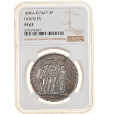 France, 5 Francs, Hercule, 1848, Paris, Flan Bruni, Argent, NGC, PF63