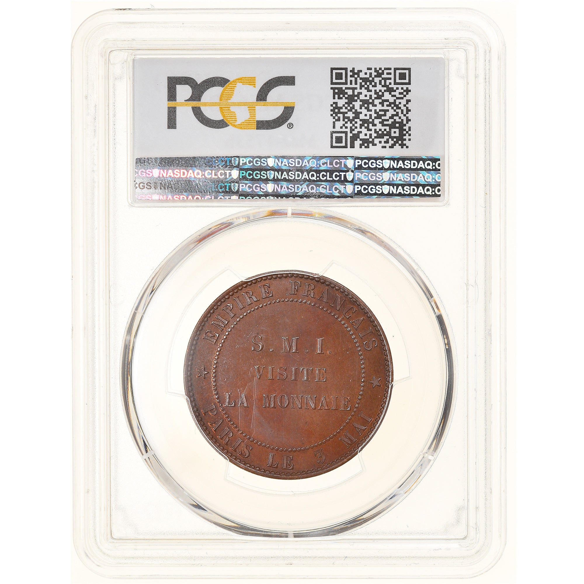 Francia, Napoleon III, 10 Centimes, Visite la Monnaie, 1854, Paris, Bronzo