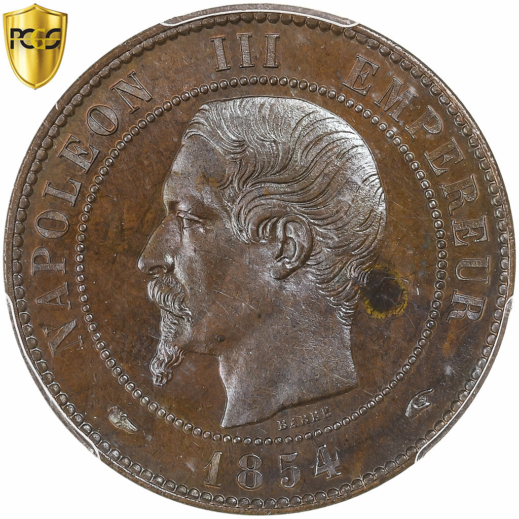 Frankreich, Napoleon III, 10 Centimes, Visite la Monnaie, 1854, Paris, Module