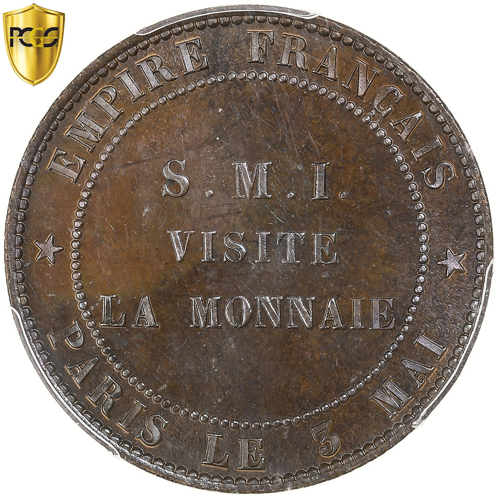 Frankreich, Napoleon III, 10 Centimes, Visite la Monnaie, 1854, Paris, Module