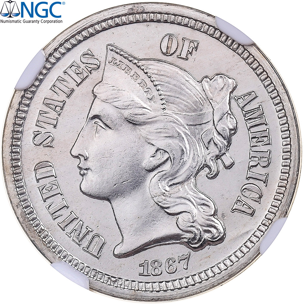 Estados Unidos da América, Nickel 3 Cents, 1867, Philadelphia, Proof