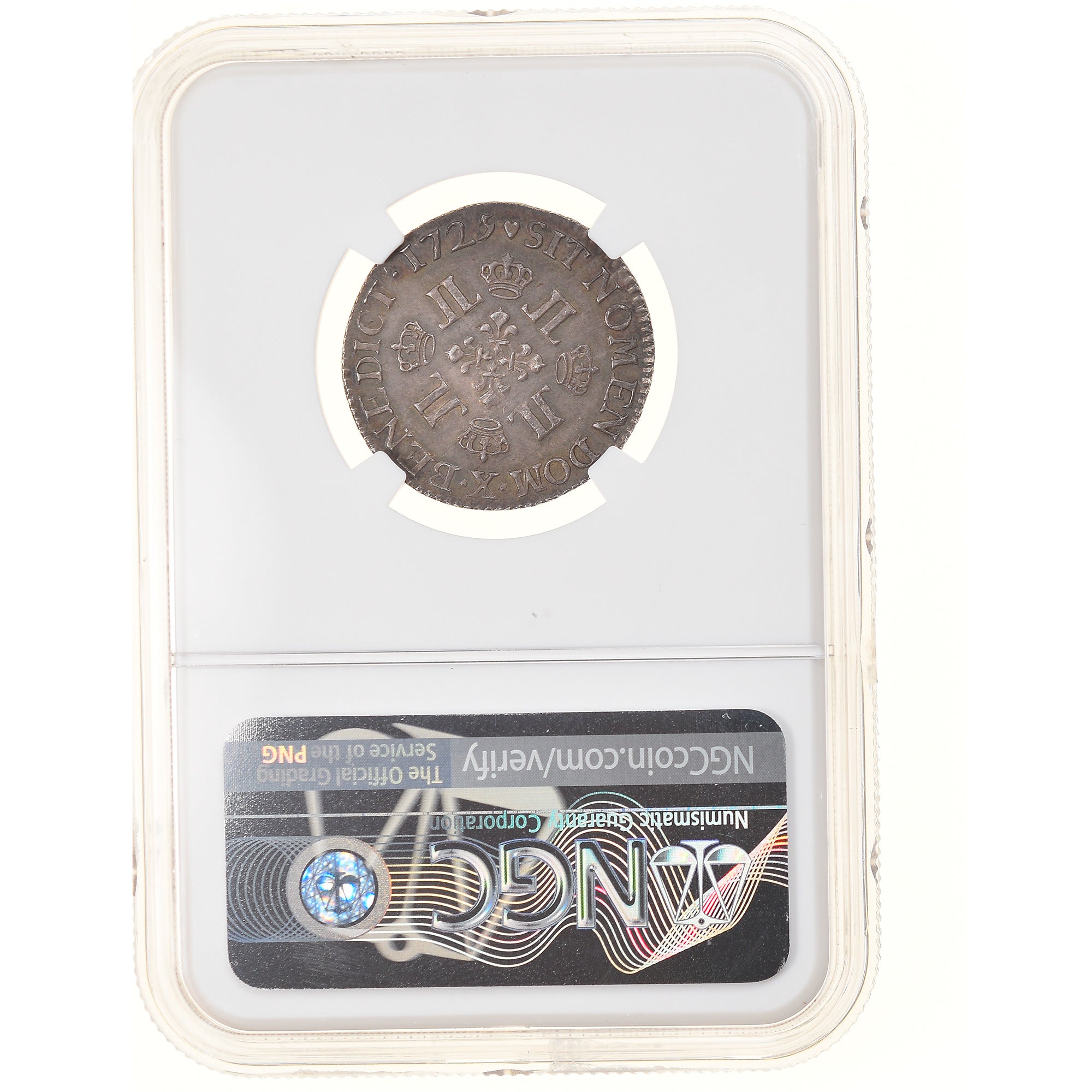 Francja, Louis XV, 1/4 Ecu aux 8 L, 1725, Amiens, TOP POP, Srebro, NGC, MS63