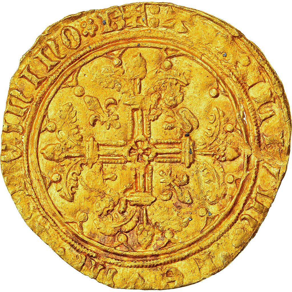 Duchy of Aquitaine, Richard II, Hardi d'or, 1377-1390, Bordeaux, Oro, MBC+