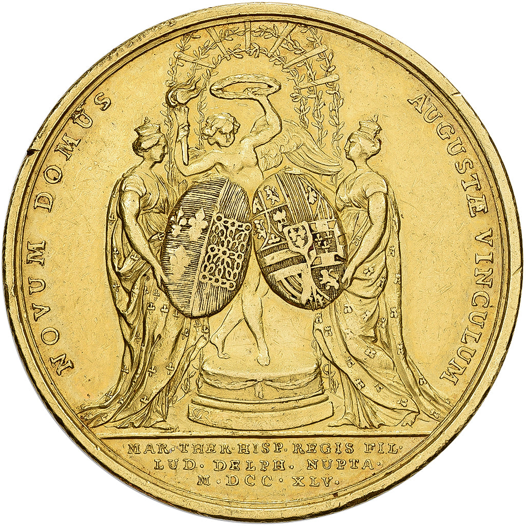 France, Médaille, Louis XV, Premier mariage de Louis-Ferdinand, 1745, Or, SUP