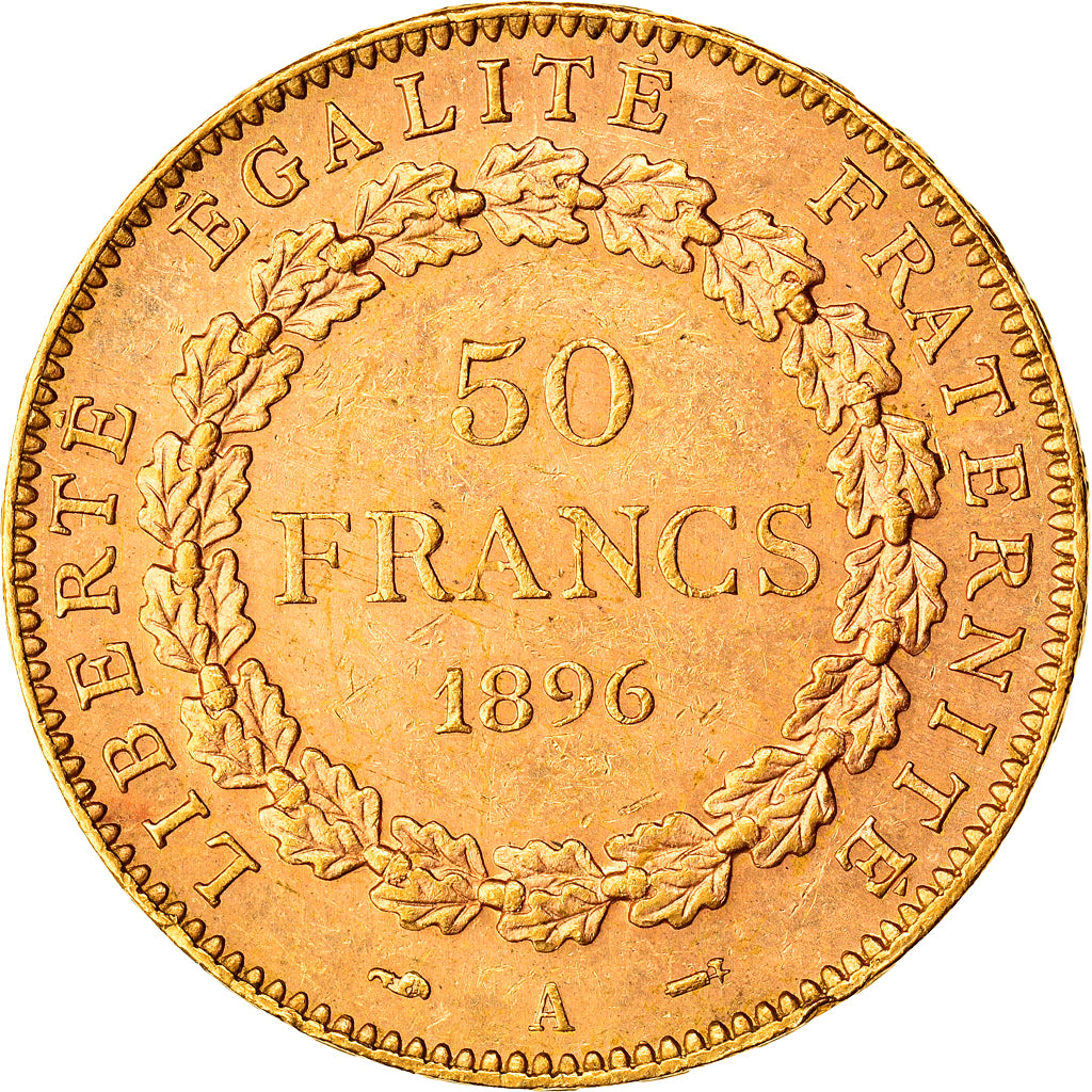 France, 50 Francs, Génie, 1896, Paris, Or, PCGS, MS61, Gadoury:1113