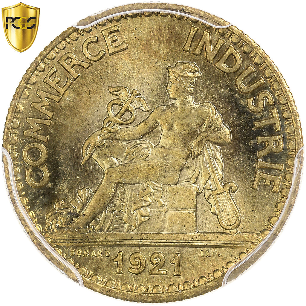 Frankrijk, 50 Centimes, Chambre de commerce, 1921, Paris, Aluminum-Bronze, PCGS