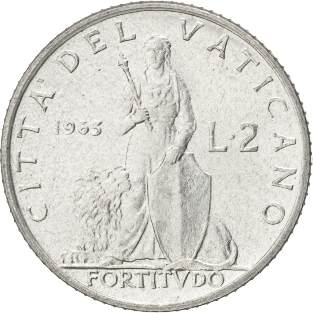 Coin, VATICAN CITY, Paul VI, 2 Lire, 1963, MS(63), Aluminum, KM:77.1