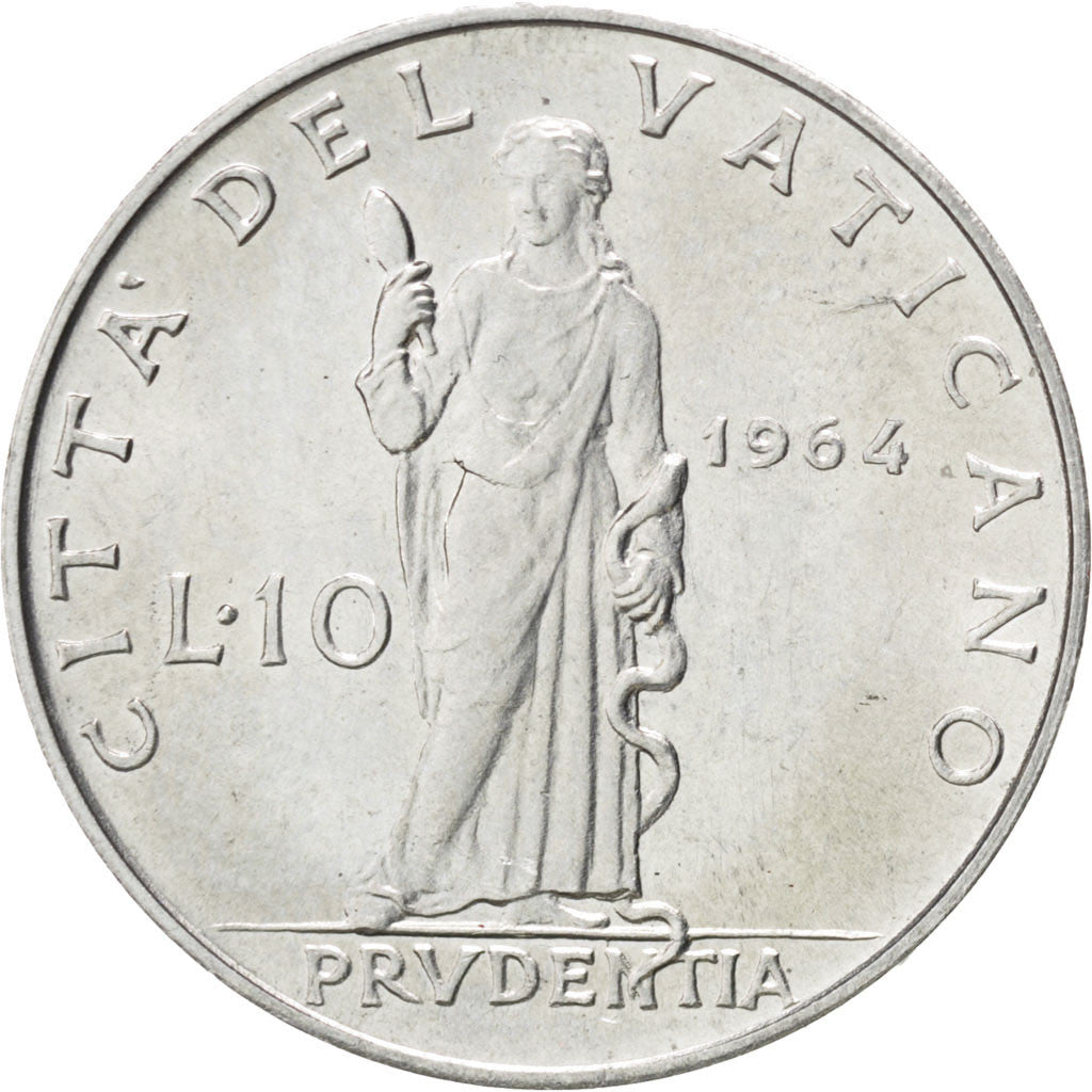 Coin, VATICAN CITY, Paul VI, 10 Lire, 1964, MS(63), Aluminum, KM:79.2