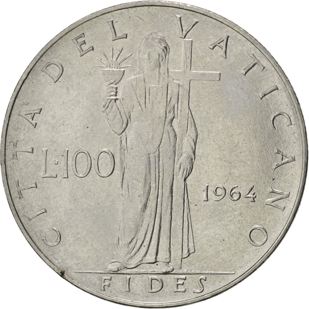 Moneda, CIUDAD DEL VATICANO, Paul VI, 100 Lire, 1964, SC, Acero inoxidable