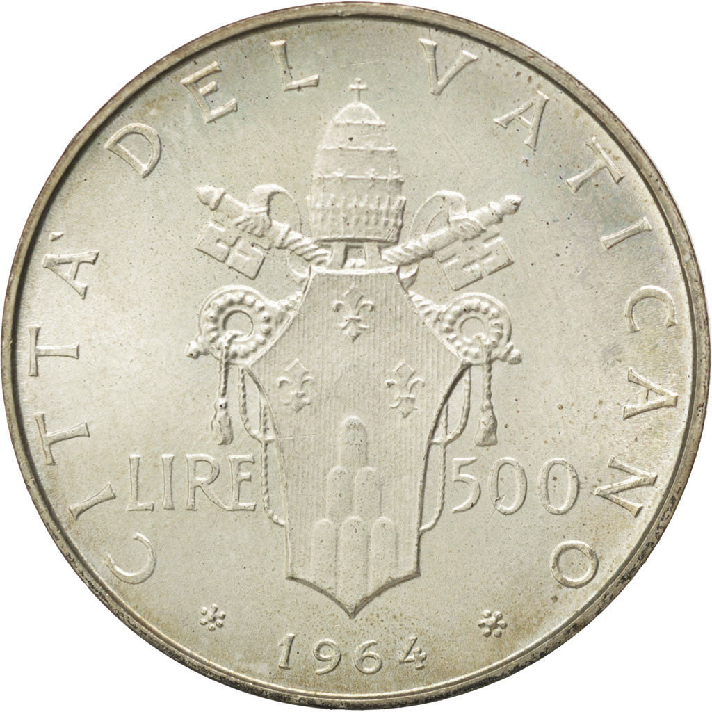 Coin, VATICAN CITY, Paul VI, 500 Lire, 1964, MS(63), Silver, KM:83.2