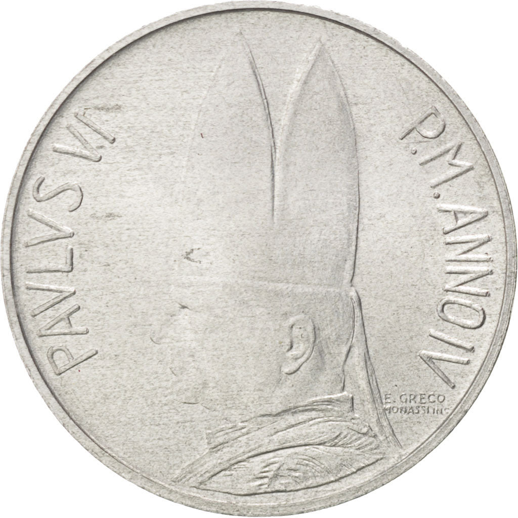 Coin, VATICAN CITY, Paul VI, 5 Lire, 1966, MS(63), Aluminum, KM:86