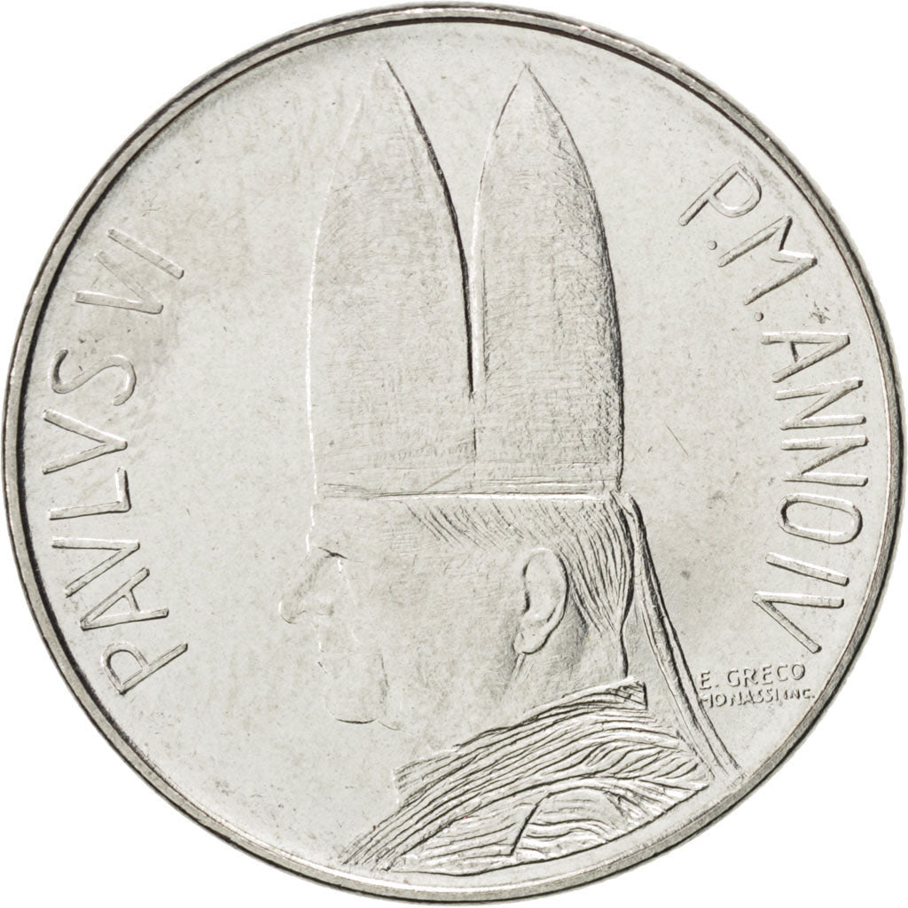 Coin, VATICAN CITY, Paul VI, 50 Lire, 1966, MS(63), Stainless Steel, KM:89