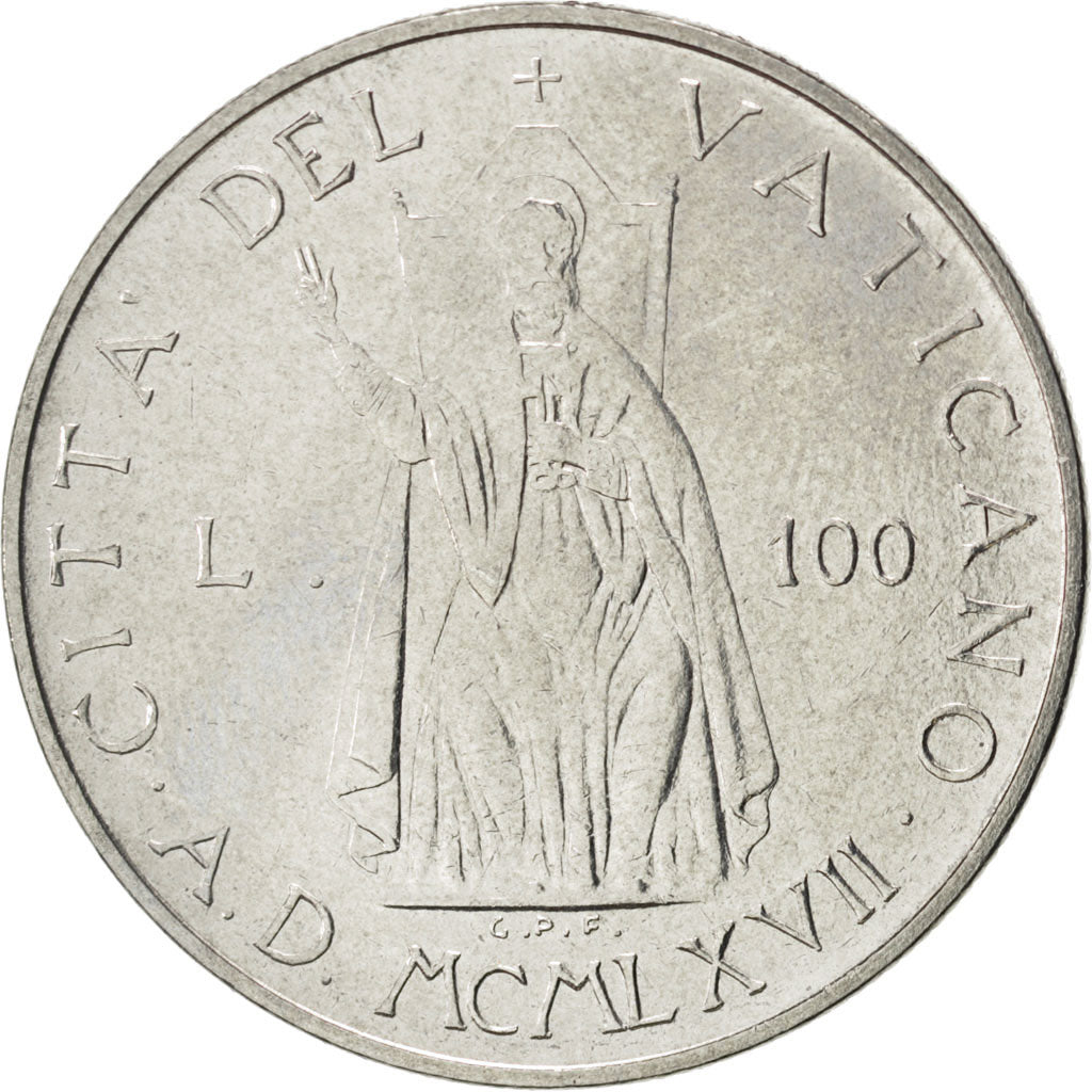 Coin, VATICAN CITY, Paul VI, 100 Lire, 1967, MS(63), Stainless Steel, KM:98