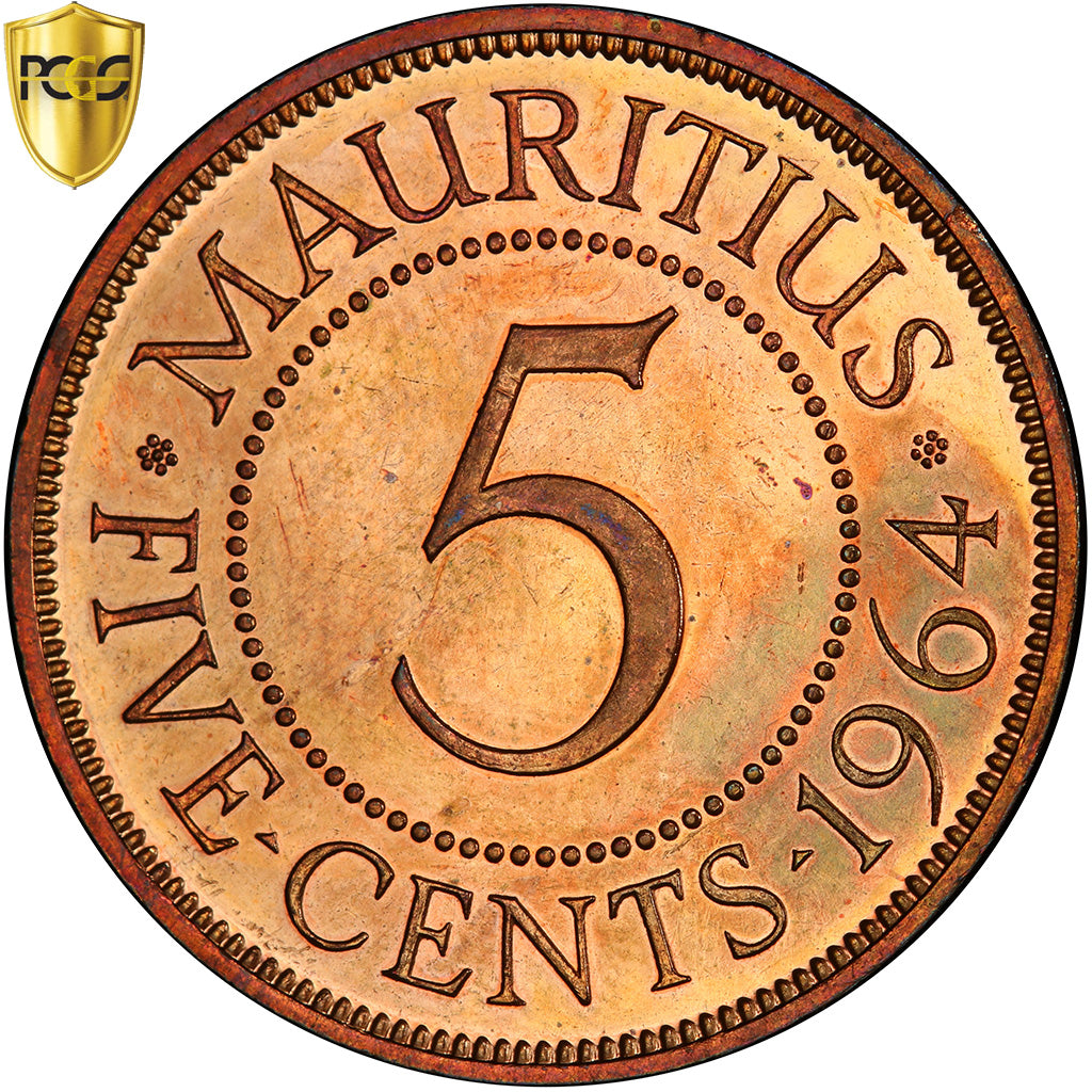 Mauritius, Elizabeth II, 5 Cents, 1964, London, Bronze, PCGS, PR63RB, KM:34