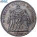 França, 5 Francs, Hercule, 1876, Paris, Prata, NGC, UNC Details, Gadoury:745a