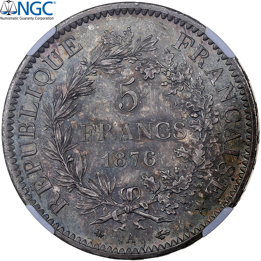France, 5 Francs, Hercule, 1876, Paris, Silver, NGC, UNC Details, Gadoury:745a