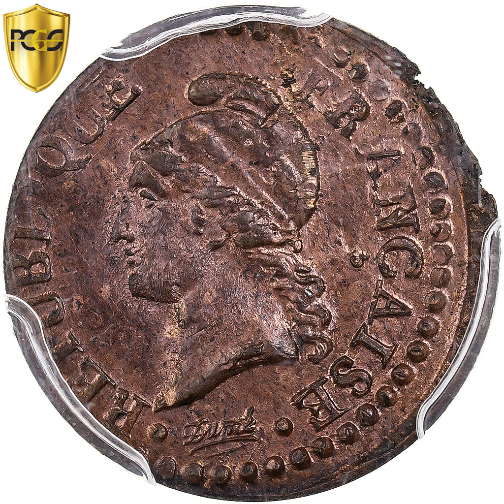 Francia, Centime, Dupré, AN 7, Paris, Double-strike, Bronce, PCGS, MS63RB