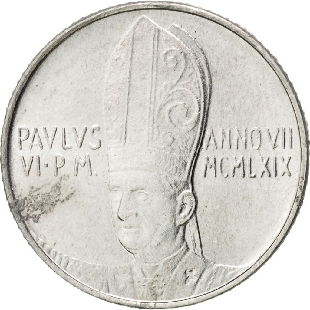 Coin, VATICAN CITY, Paul VI, 2 Lire, 1969, MS(63), Aluminum, KM:109