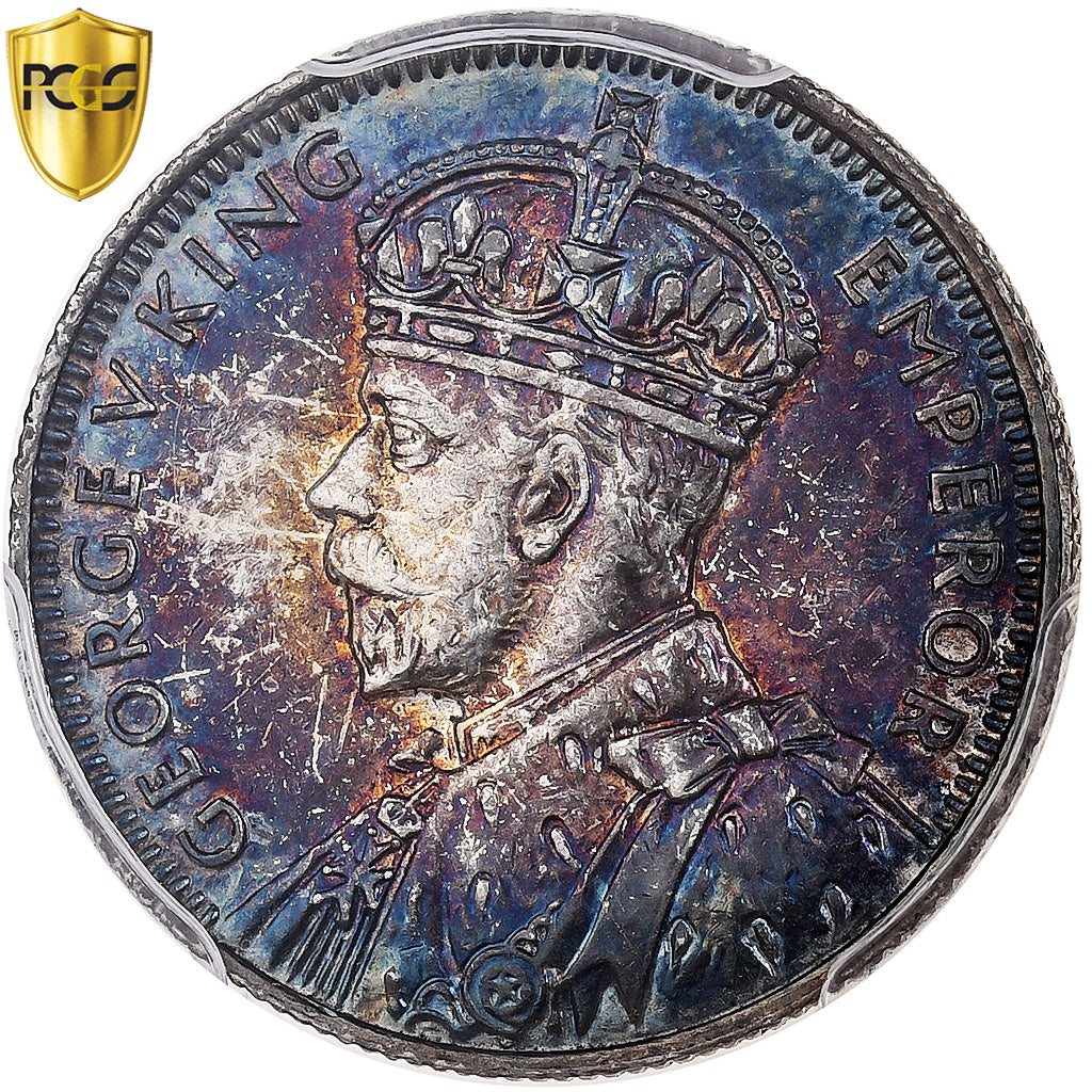 Mauricio, George V, 1/4 Rupee, 1936, London, Plata, PCGS, MS65, KM:15