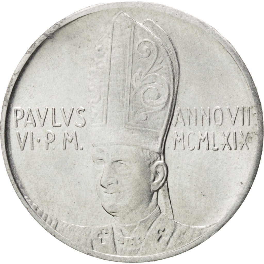 Coin, VATICAN CITY, Paul VI, 5 Lire, 1969, MS(63), Aluminum, KM:110