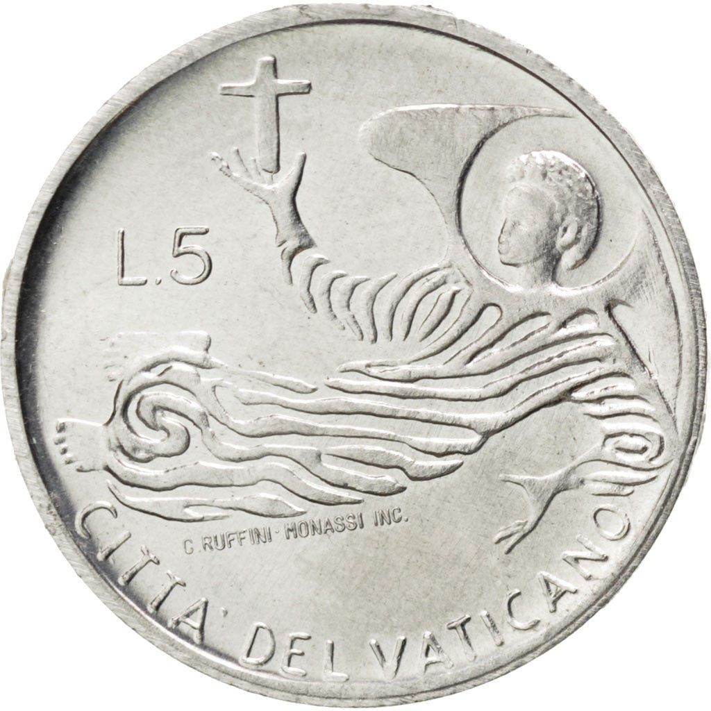 Coin, VATICAN CITY, Paul VI, 5 Lire, 1969, MS(63), Aluminum, KM:110