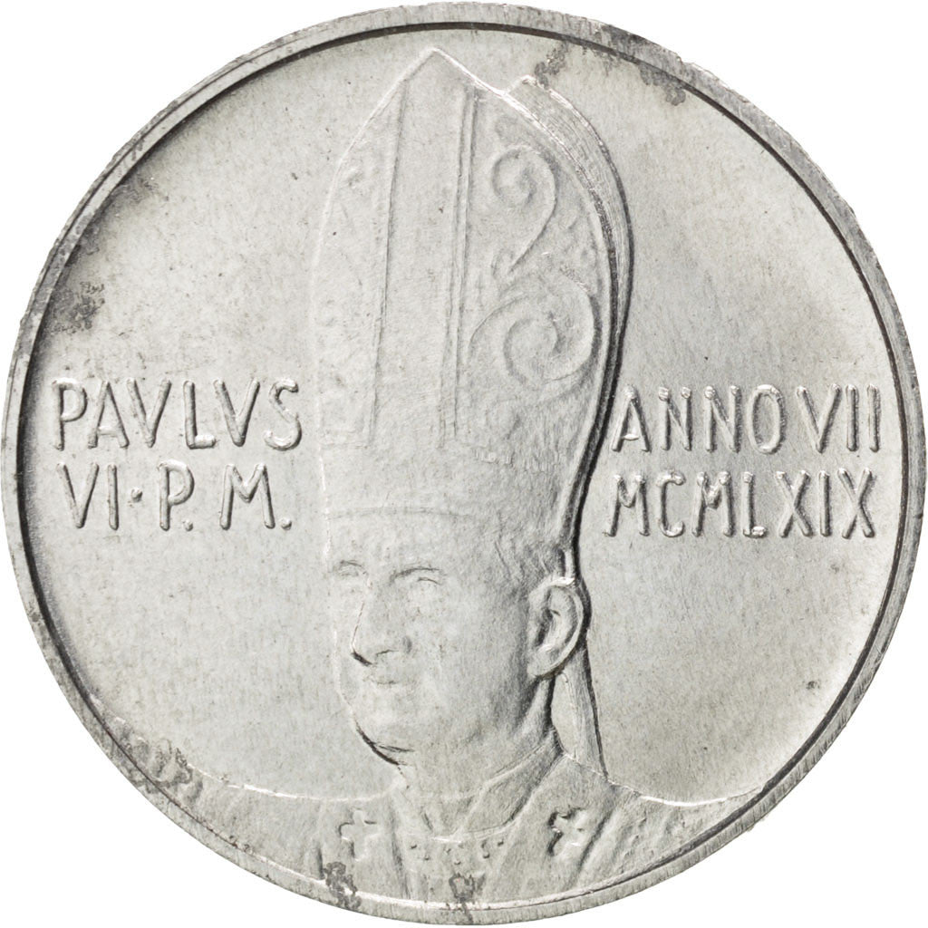 Coin, VATICAN CITY, Paul VI, 10 Lire, 1969, MS(63), Aluminum, KM:111