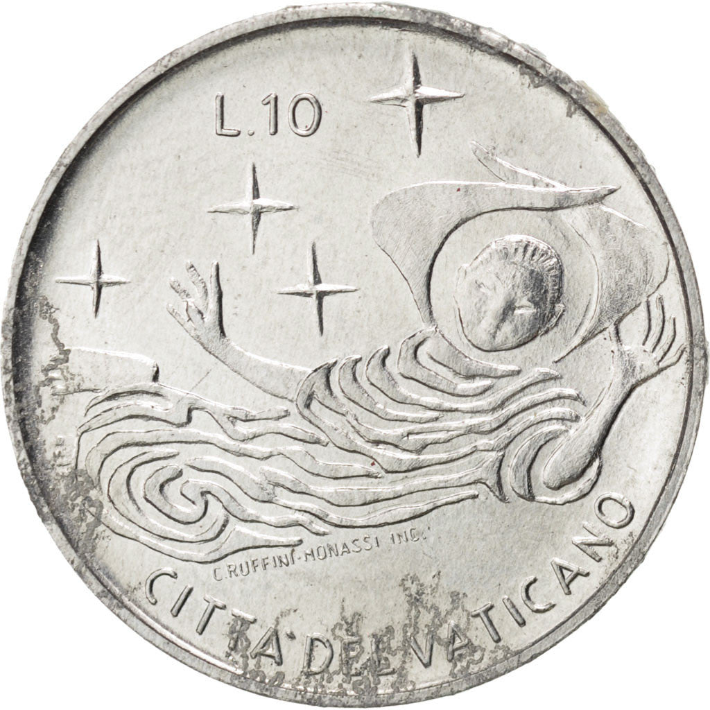 Coin, VATICAN CITY, Paul VI, 10 Lire, 1969, MS(63), Aluminum, KM:111