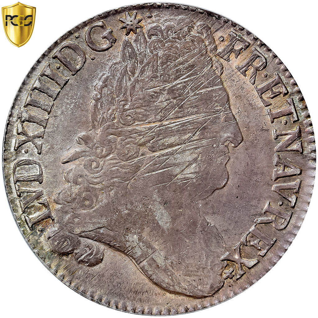 France, Louis XIV, Ecu aux 8 L, 2e type, 1708/7, Nantes, Argent, PCGS, MS62