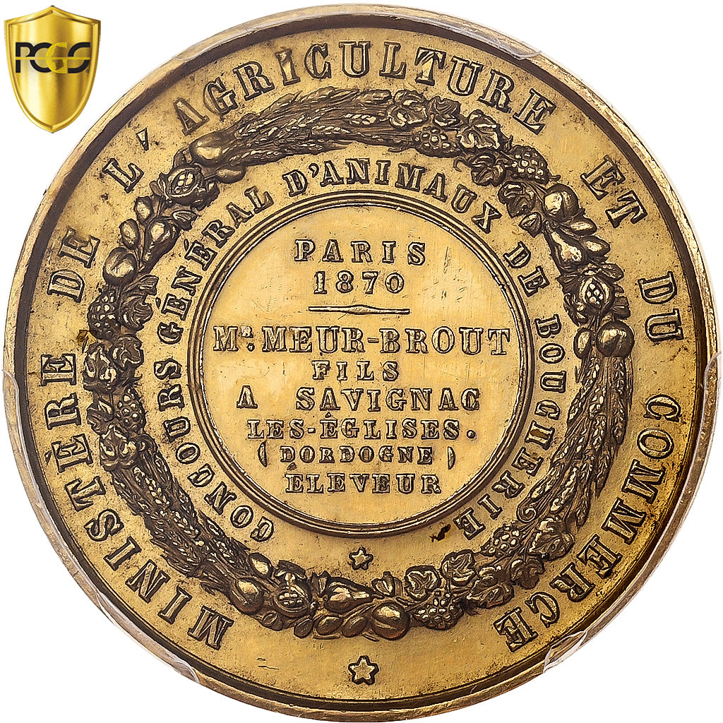 France, Medal, Napoléon III, Concours Général d'Animaux de Boucherie, 1870