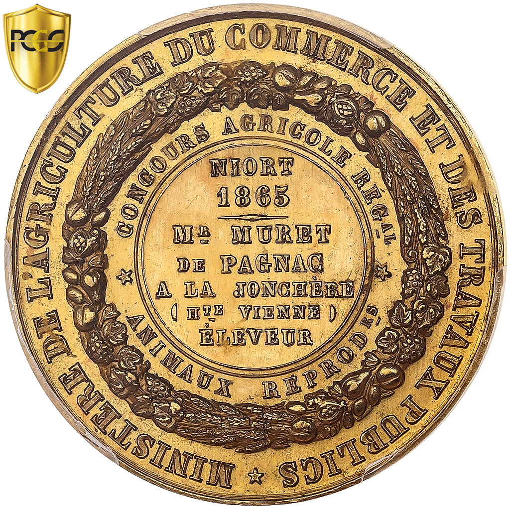 Francia, medaglia, Napoléon III, Concours agricole régional, animaux