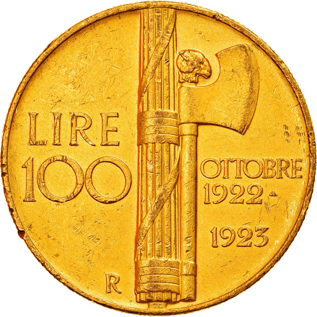 Włochy, Vittorio Emanuele III, 100 Lire, 1923, Rome, Złoto, PCGS, AU58, KM:65