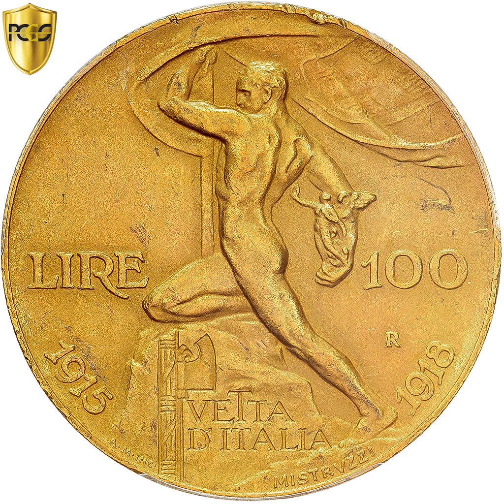 Italie, Victor-Emmanuel III, 100 Lire, 1925, Rome, Or, PCGS, AU58, KM:66