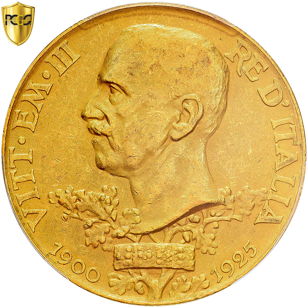 Italië, Vittorio Emanuele III, 100 Lire, 1925, Rome, Goud, PCGS, AU58, KM:66